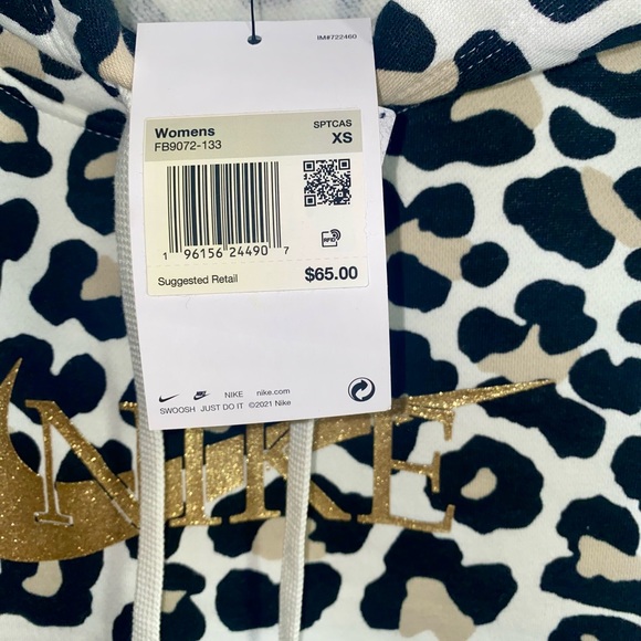 NWT NIKE Women’s Hoodie Leopard XS - Picture 6 of 7